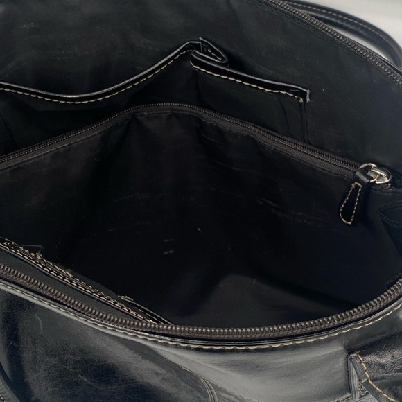 Giani Bernini black leather Laptop Work Bag Tote Briefcase Organizer - Picture 3 of 9